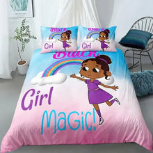 Load image into Gallery viewer, African American Duvet Cover Gilrs Kids Cute Ballet Princess Dancer Bedding Set Double Queen King Size Polyester Qulit Cover Melanated Brown (8284833382636)
