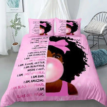 Load image into Gallery viewer, African American Duvet Cover Gilrs Kids Cute Ballet Princess Dancer Bedding Set Double Queen King Size Polyester Qulit Cover Melanated Brown (8284833382636)
