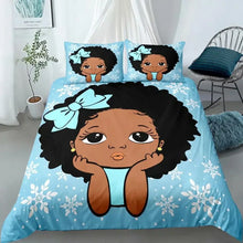 Load image into Gallery viewer, African American Duvet Cover Gilrs Kids Cute Ballet Princess Dancer Bedding Set Double Queen King Size Polyester Qulit Cover Melanated Brown (8284833382636)
