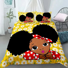 Load image into Gallery viewer, African American Duvet Cover Gilrs Kids Cute Ballet Princess Dancer Bedding Set Double Queen King Size Polyester Qulit Cover Melanated Brown (8284833382636)
