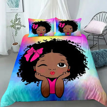 Load image into Gallery viewer, African American Duvet Cover Gilrs Kids Cute Ballet Princess Dancer Bedding Set Double Queen King Size Polyester Qulit Cover (8284833382636)
