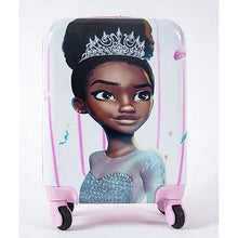 Load image into Gallery viewer, Kids Luggage:   Black Princess Image On Luggage :  Toddler-to Youth Melanated Designs Kids (7482030588140)
